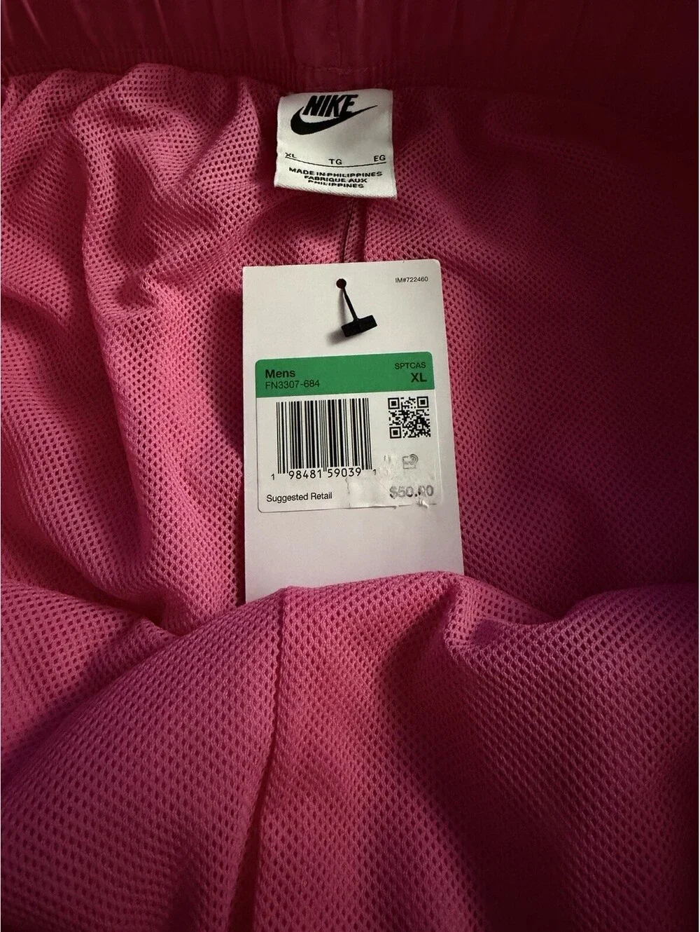 Nike Club Flow Men X-Large Woven Lined Shorts Pinksicle/White FN3307-684 New